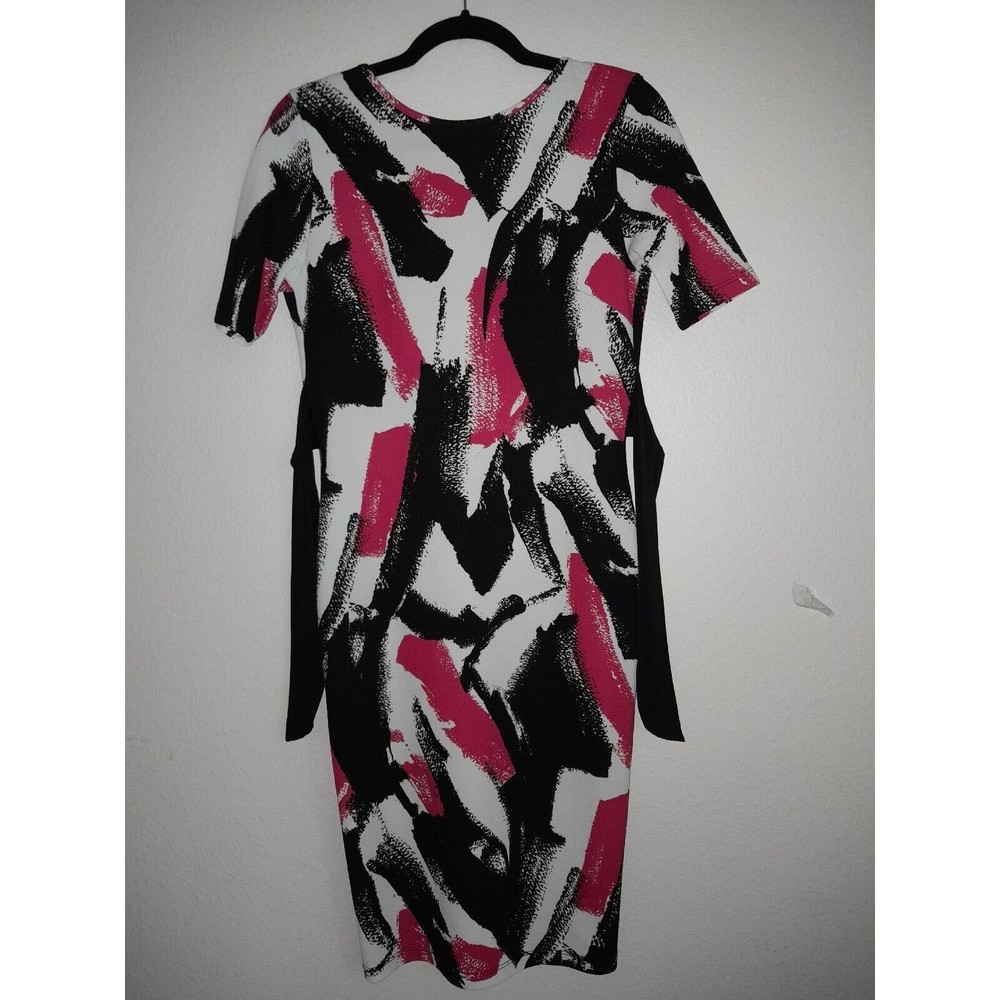 Vijo Couture Women Black, Pink, White ‎ Casual Dress  Sz L Neckline in the back